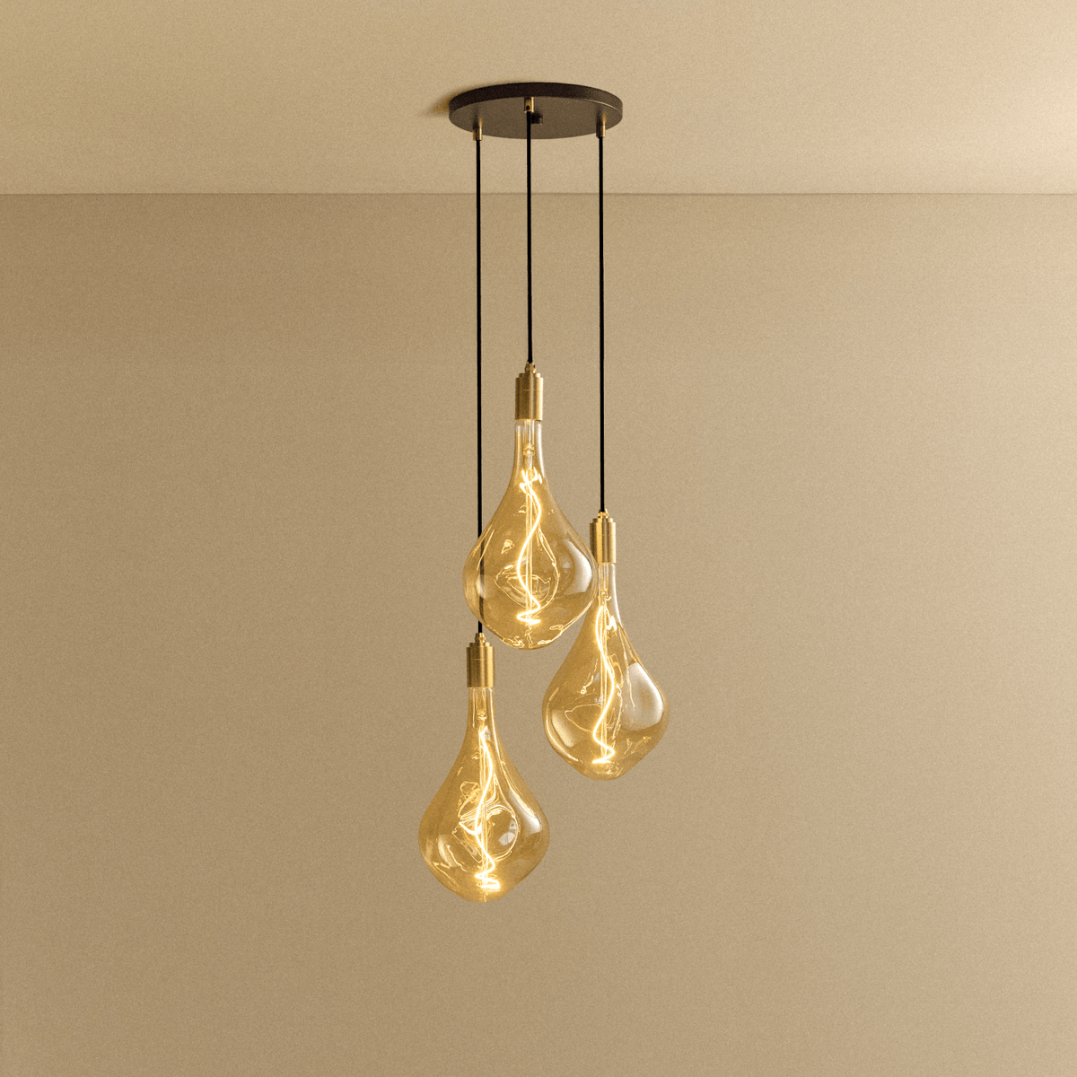 Tala Triple Pendant in Brass + Voronoi III