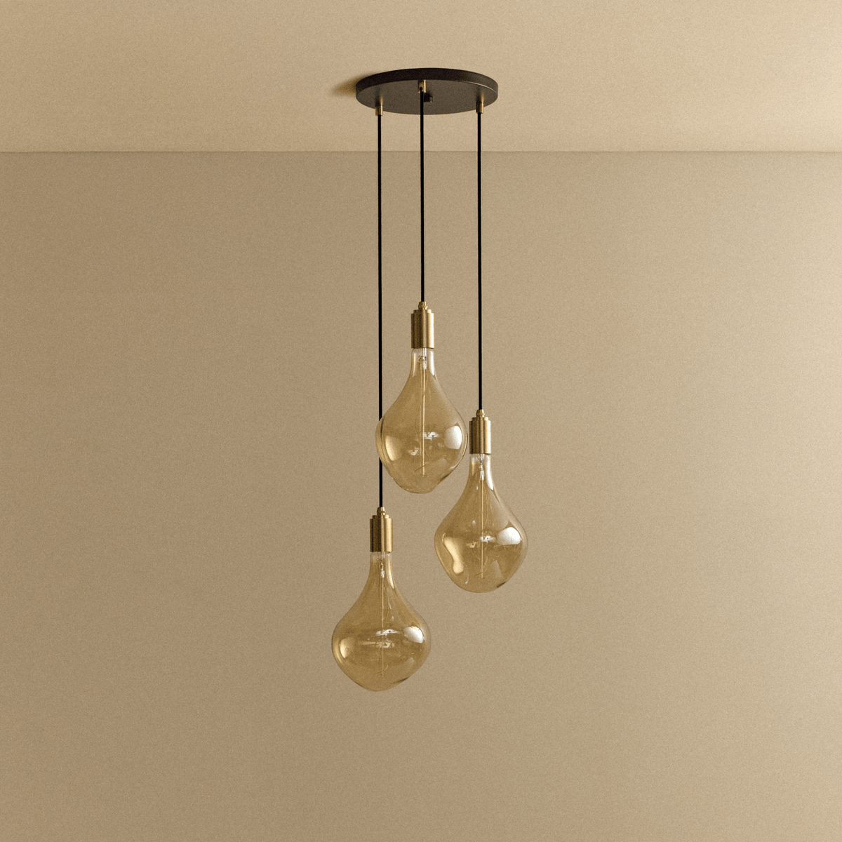 Tala Triple Pendant in Brass + Voronoi II