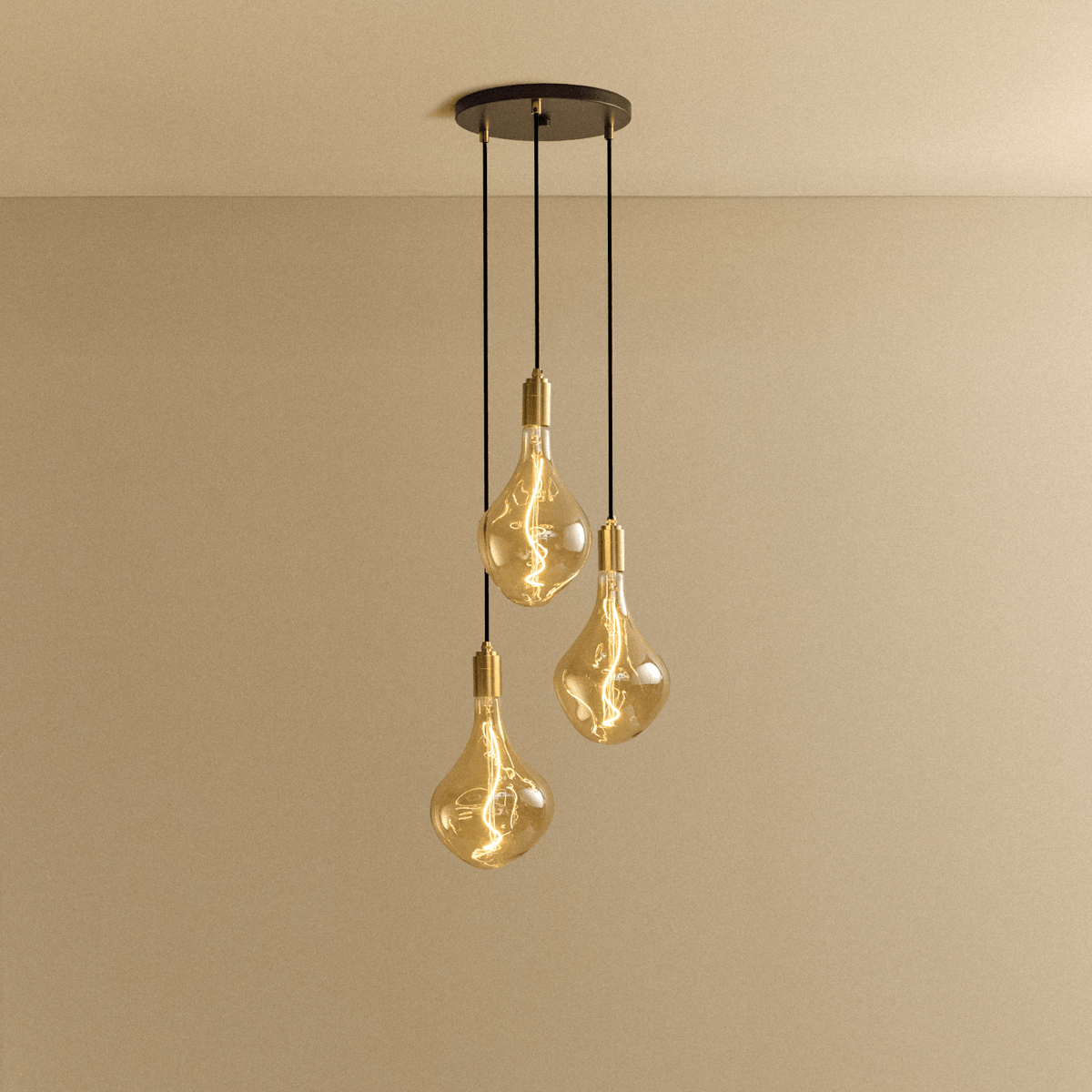 Tala Triple Pendant in Brass + Voronoi II