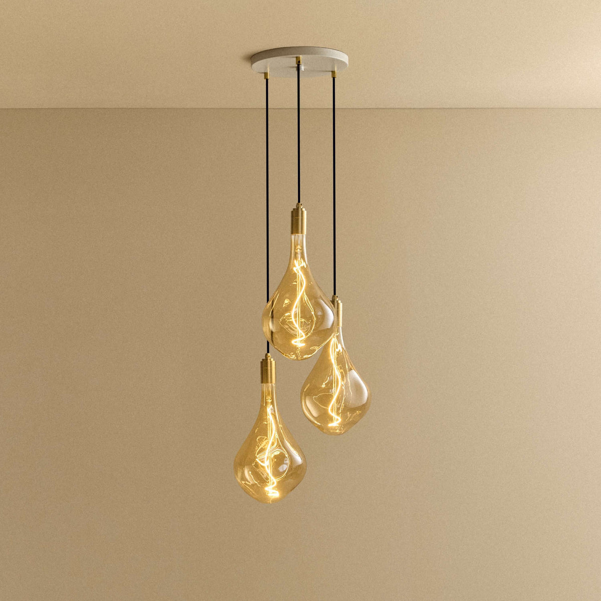 Tala Triple Pendant in Brass + Voronoi III
