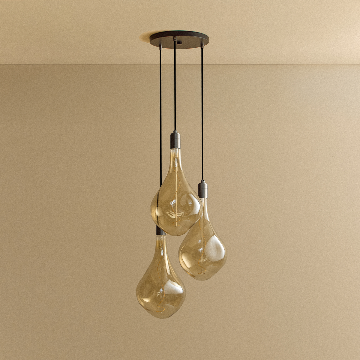 Tala Triple Pendant in Graphite + Voronoi III