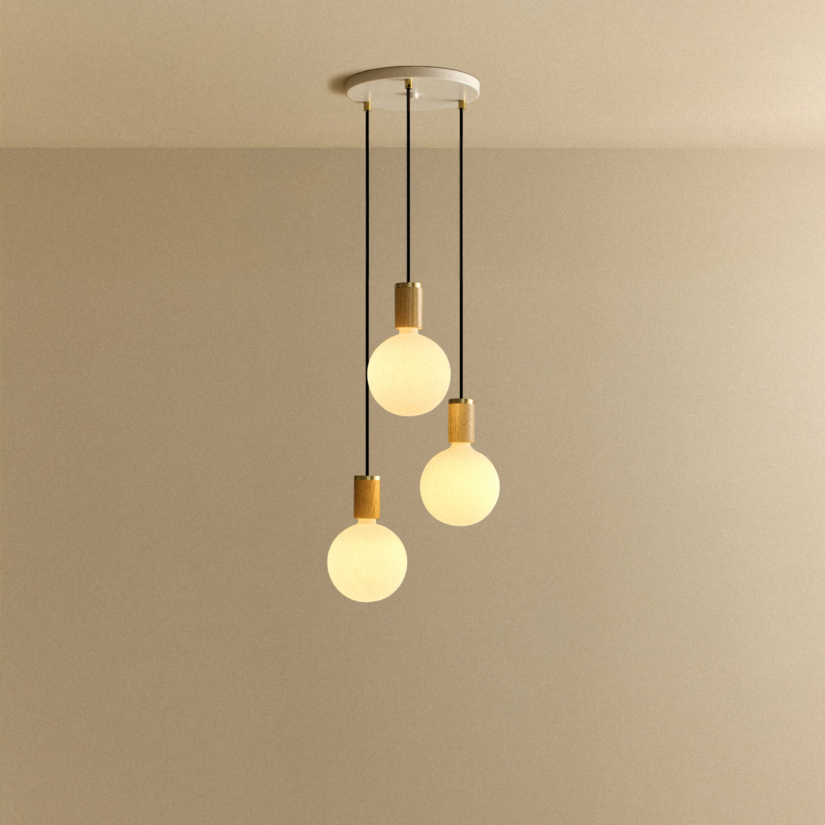 Tala Triple Pendant in Oak + Sphere IV