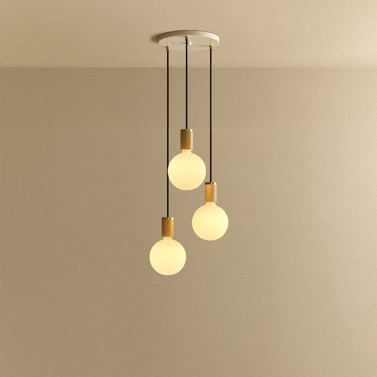 Tala Triple Pendant in Oak + Sphere IV