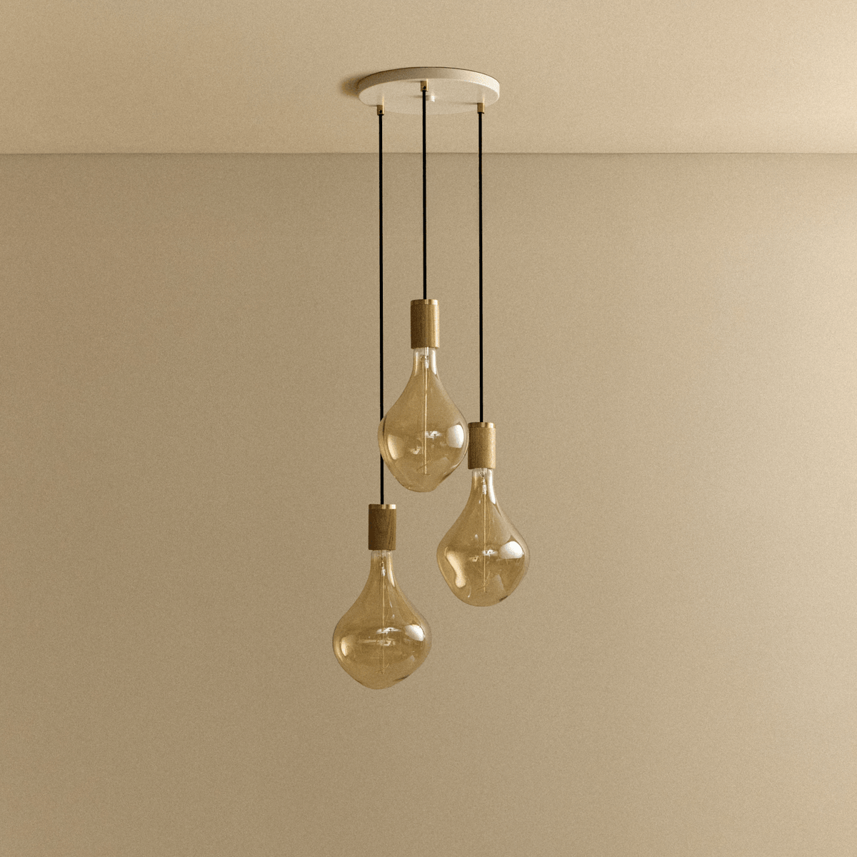 Tala Triple Pendant in Oak + Voronoi II