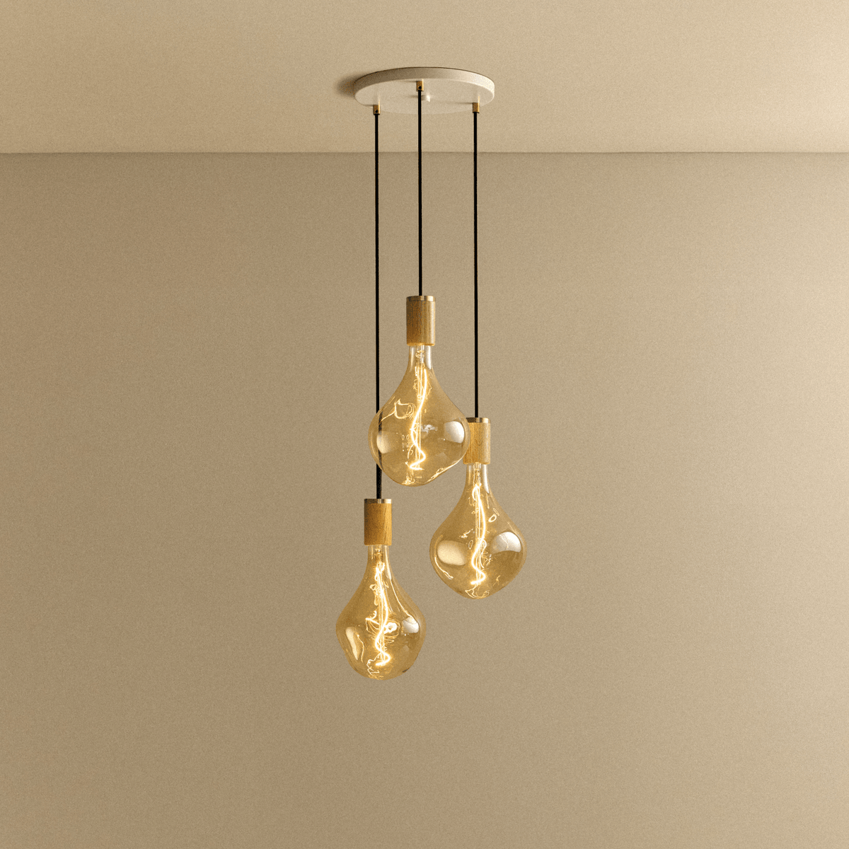 Tala Triple Pendant in Oak + Voronoi II