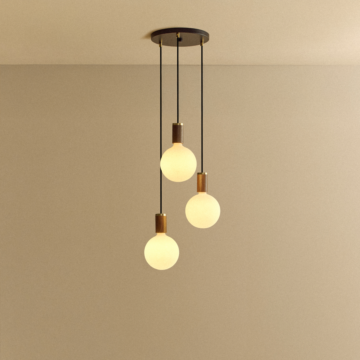 Tala Triple Pendant in Walnut + Sphere IV