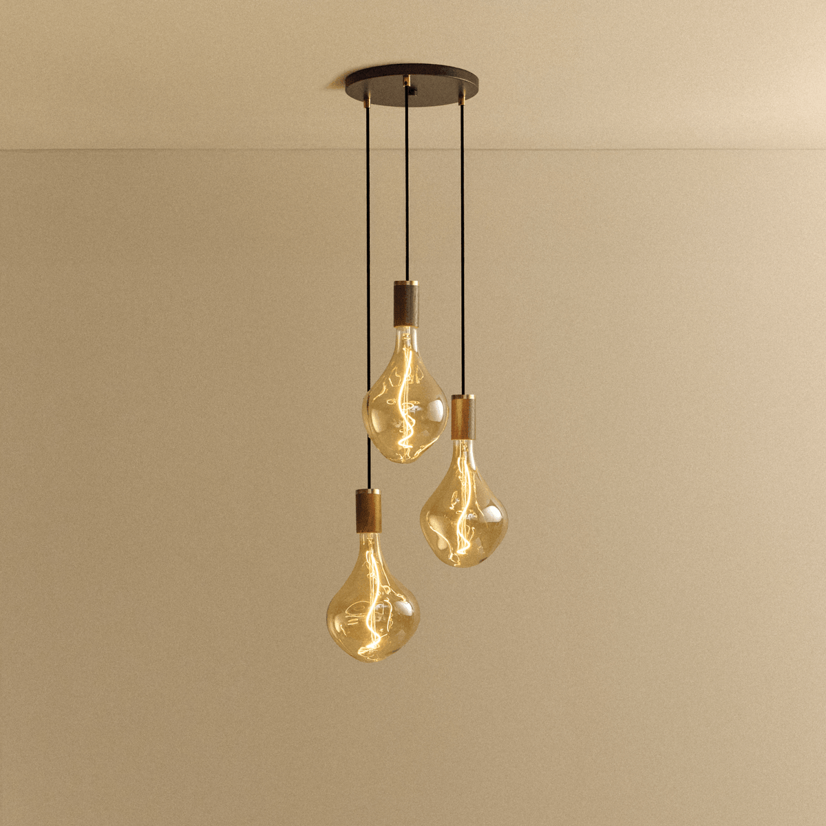 Tala Triple Pendant in Walnut + Voronoi II