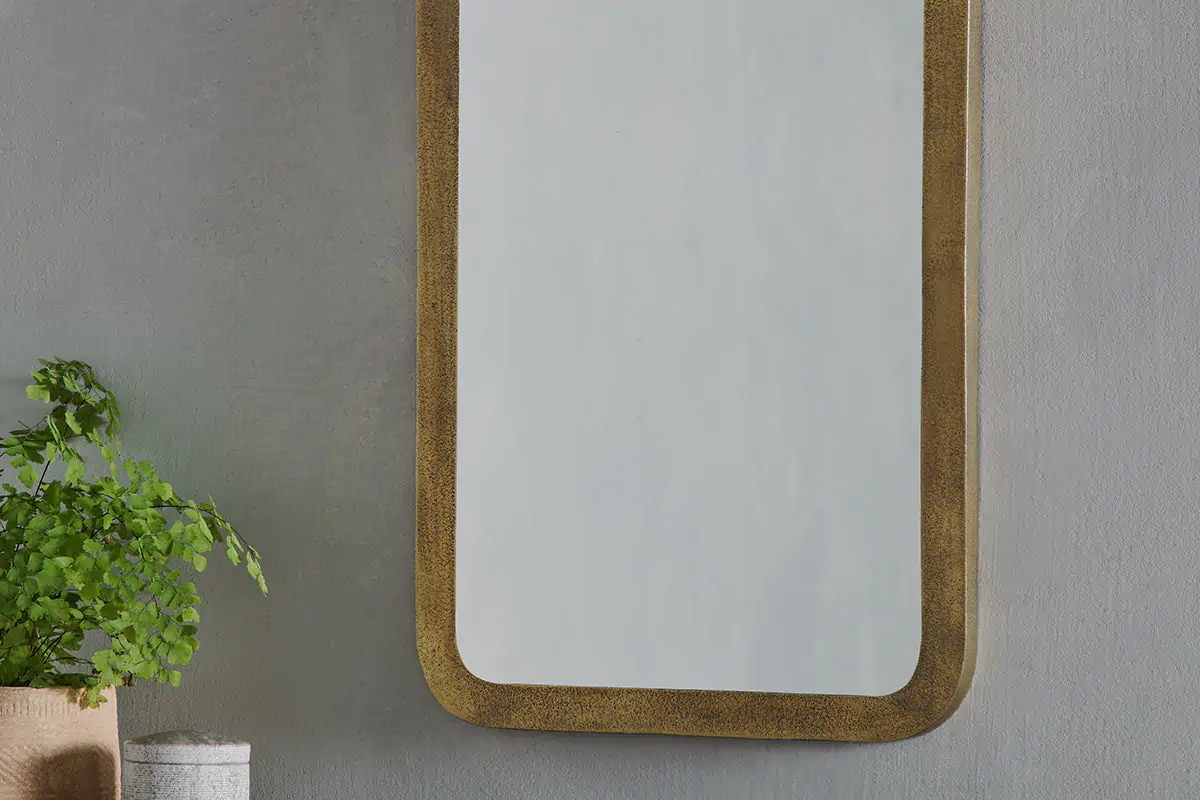 Nkuku - Ungura Rounded Mirror - Antique Brass - Small
