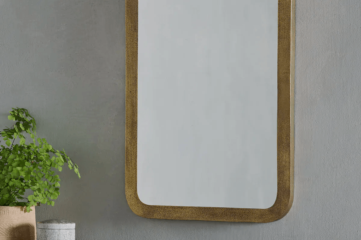 Nkuku - Ungura Rounded Mirror - Antique Brass - Small