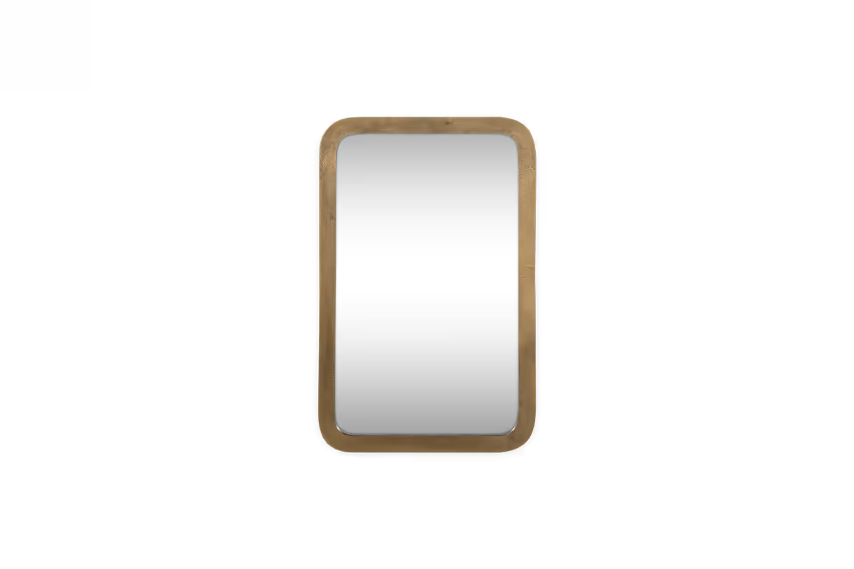Nkuku - Ungura Rounded Mirror - Antique Brass - Small