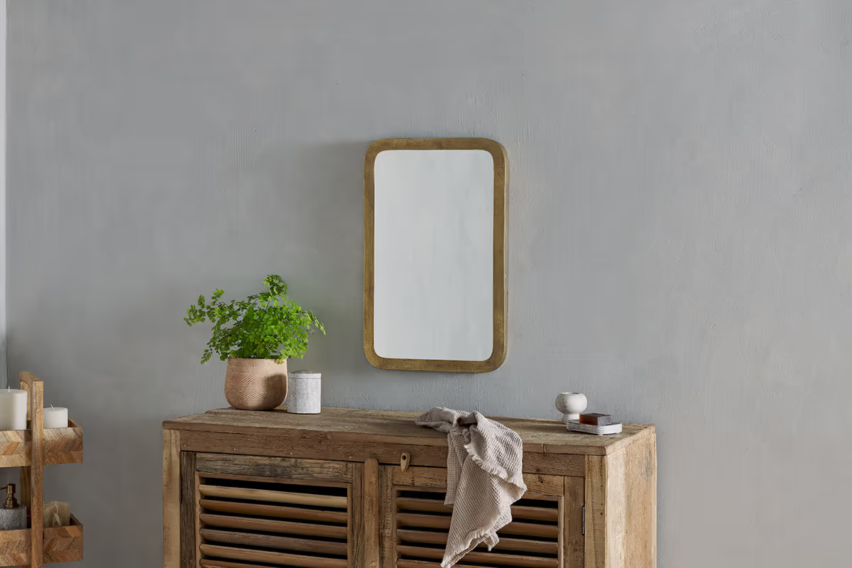 Nkuku - Ungura Rounded Mirror - Antique Brass - Small