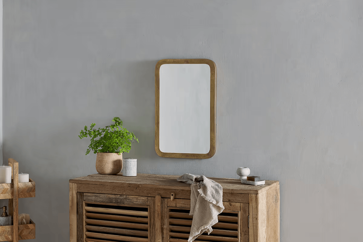 Nkuku - Ungura Rounded Mirror - Antique Brass - Small
