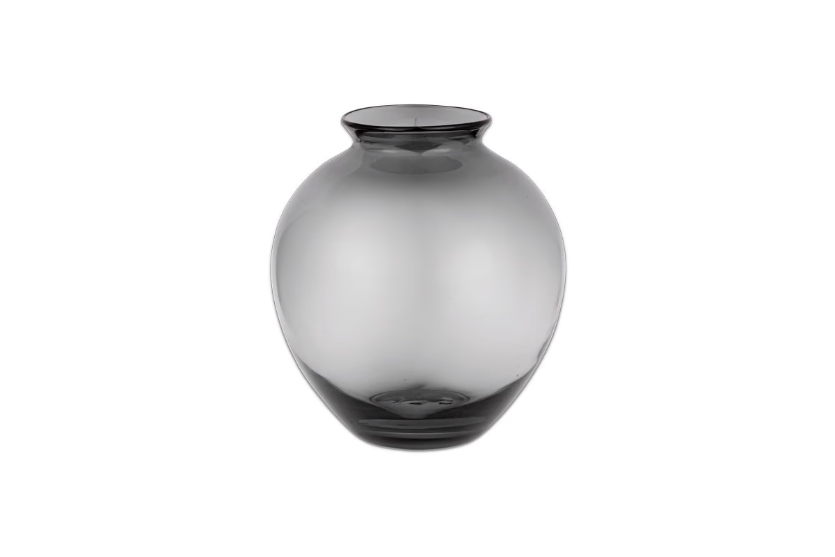 Nkuku - Vanita Glass Vase - Smoke - Wide