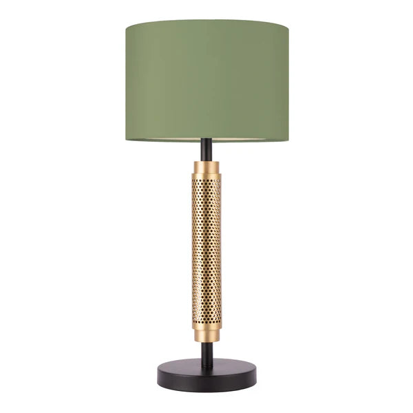 Northern Light - Walton Table Lamp Military Shade - Brushed Brass Finish - 10" Drum Military Shade
