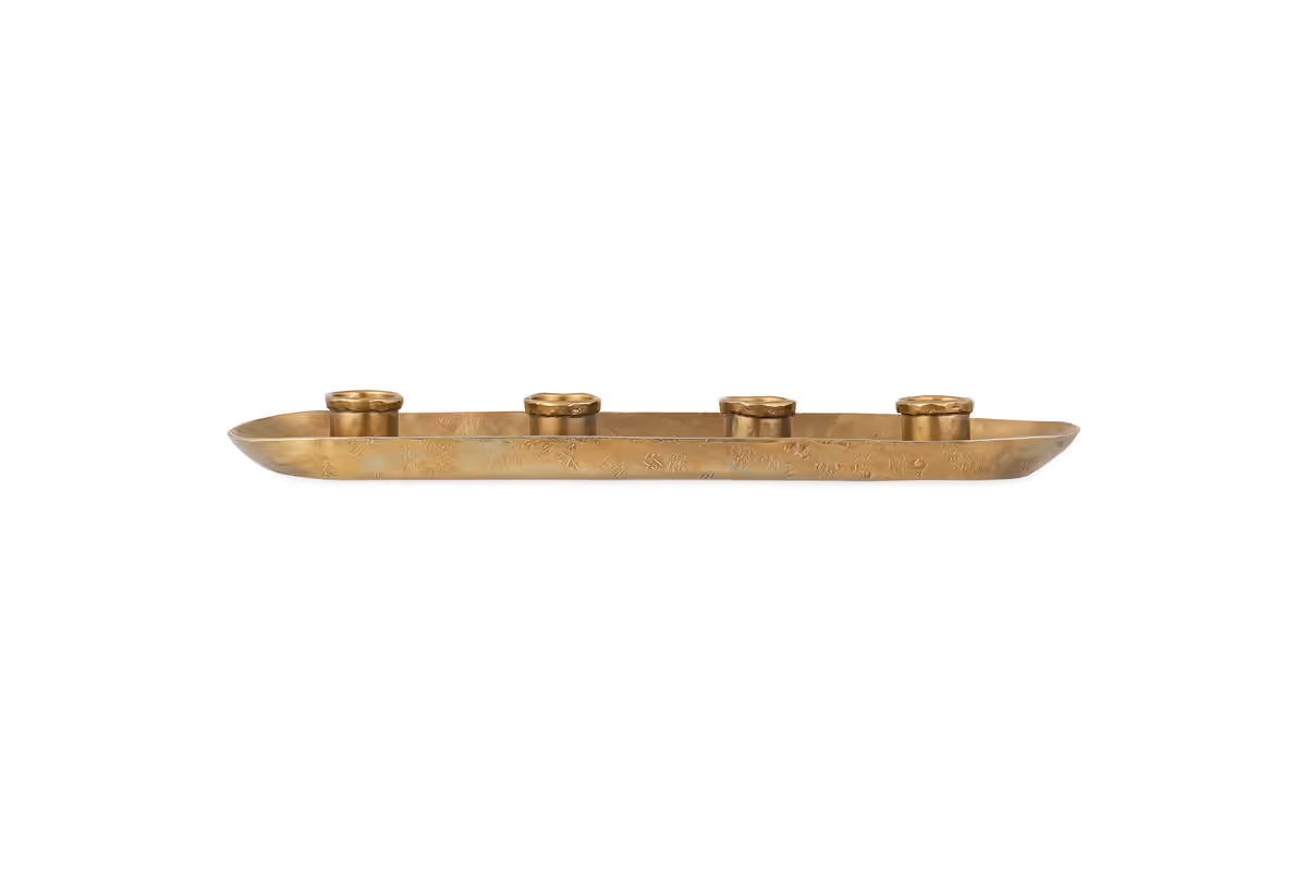 Nkuku - Amita Long Candle Holder - Antique Brass