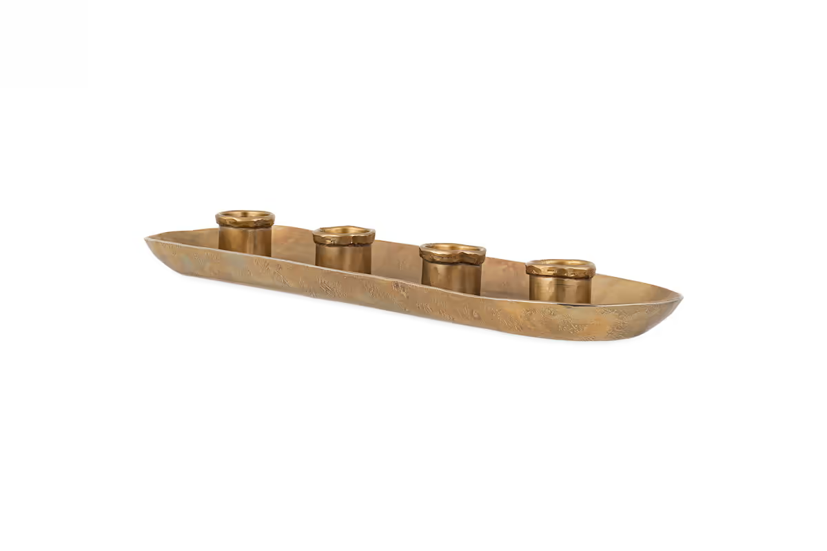 Nkuku - Amita Long Candle Holder - Antique Brass