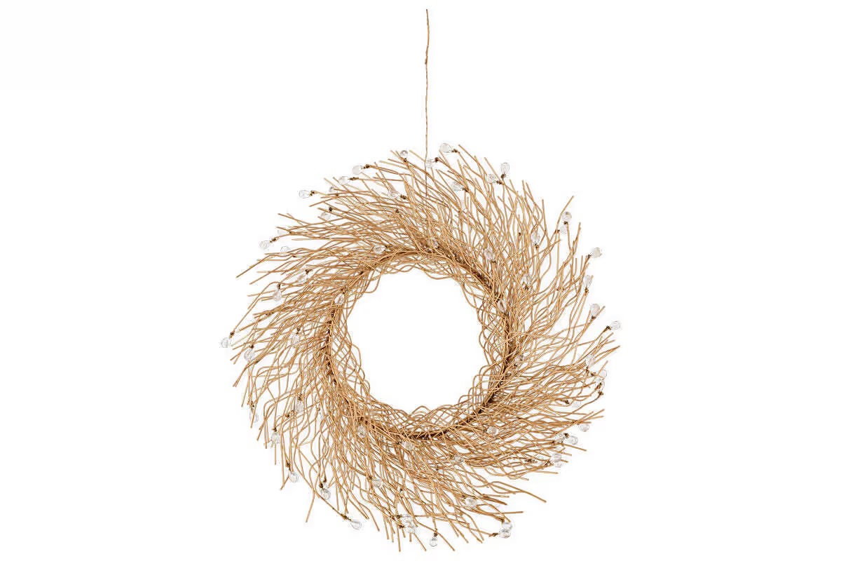 Nkuku - Danvi Glass Drop Wreath - Brass & Clear