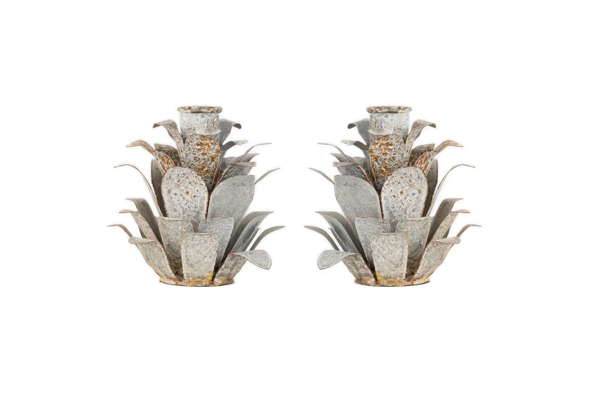 Nkuku - Elagalu Pine Cone Candle Holders - Zinc (Set of 2)