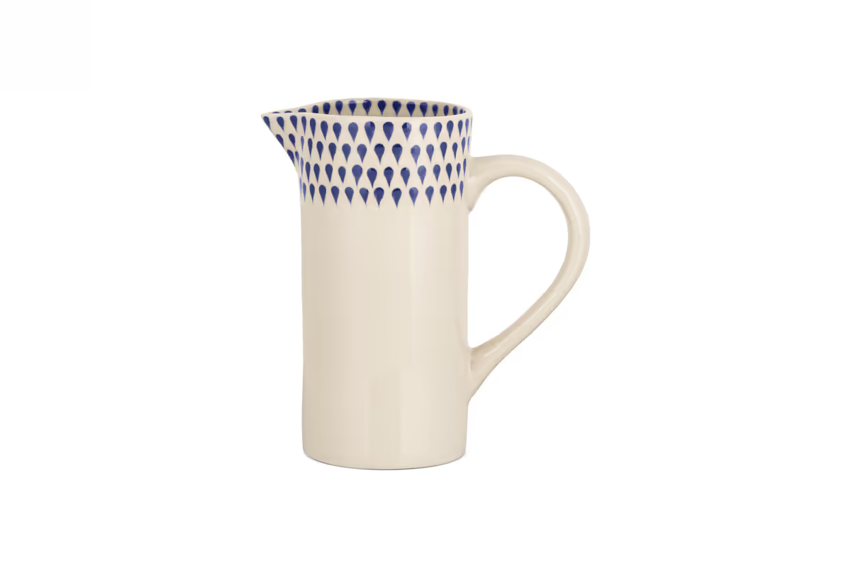 Nkuku - Indigo Drop Jug - Cream & Indigo - Small