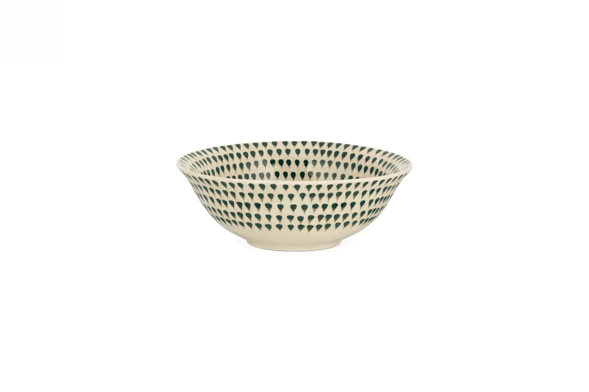 Nkuku - Juniper Drop Dinnerware Set - Cream & Juniper (Set of 12)