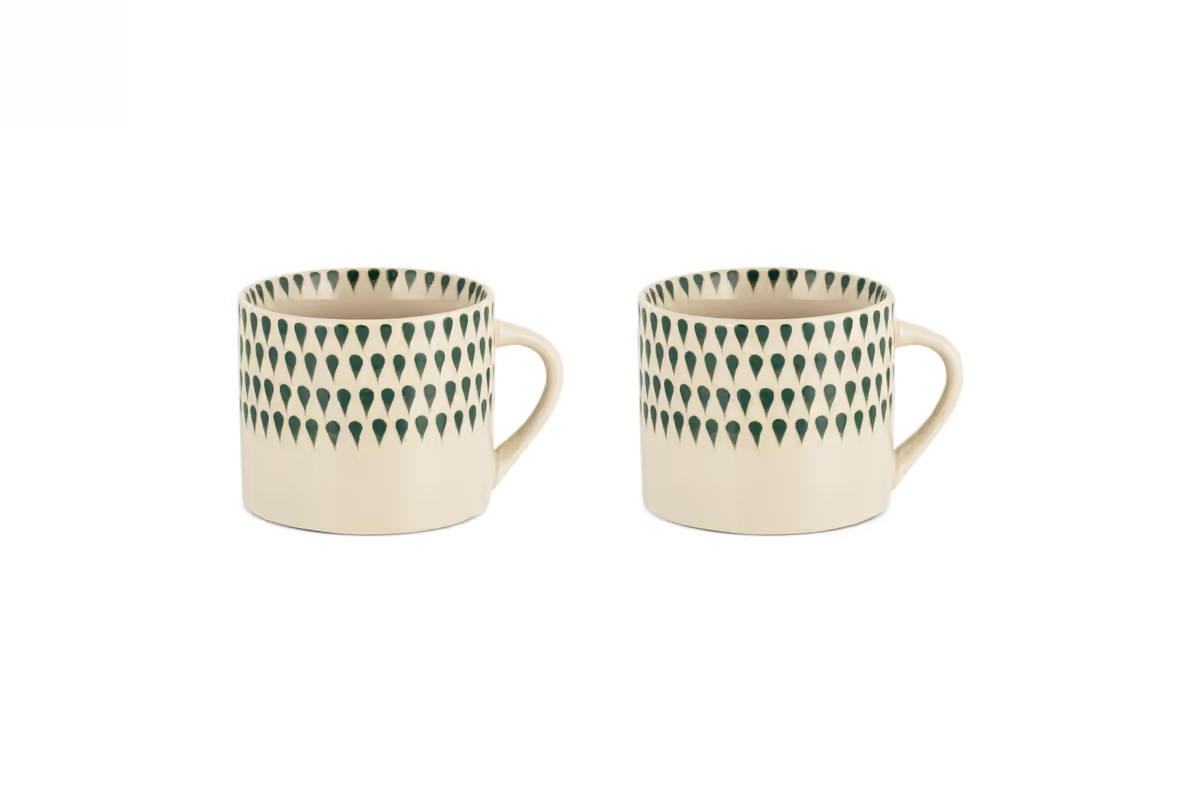 Nkuku - Juniper Drop Mug - Cream & Juniper - Small (Set of 2)