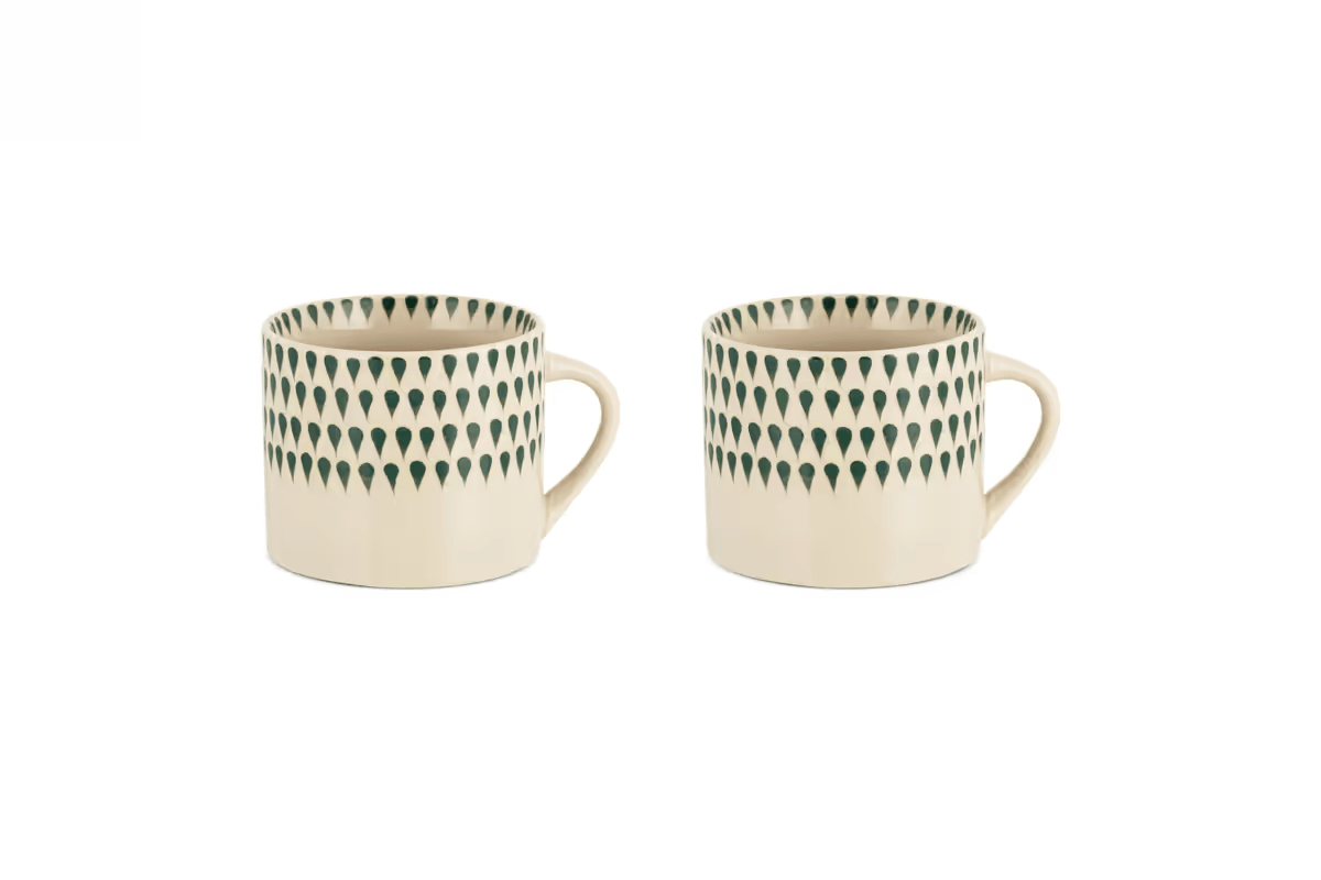 Nkuku - Juniper Drop Mug - Cream & Juniper - Small (Set of 2)