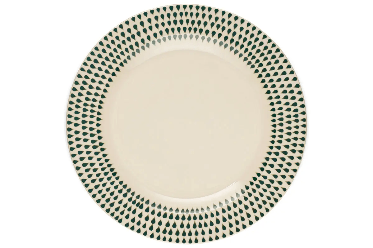 Nkuku - Juniper Drop Dinner Plate - Cream & Juniper