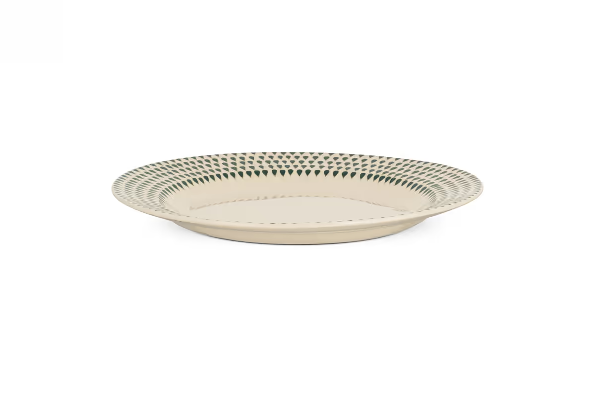Nkuku - Juniper Drop Dinner Plate - Cream & Juniper