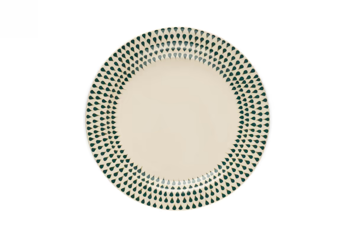 Nkuku - Juniper Drop Dinnerware Set - Cream & Juniper (Set of 12)