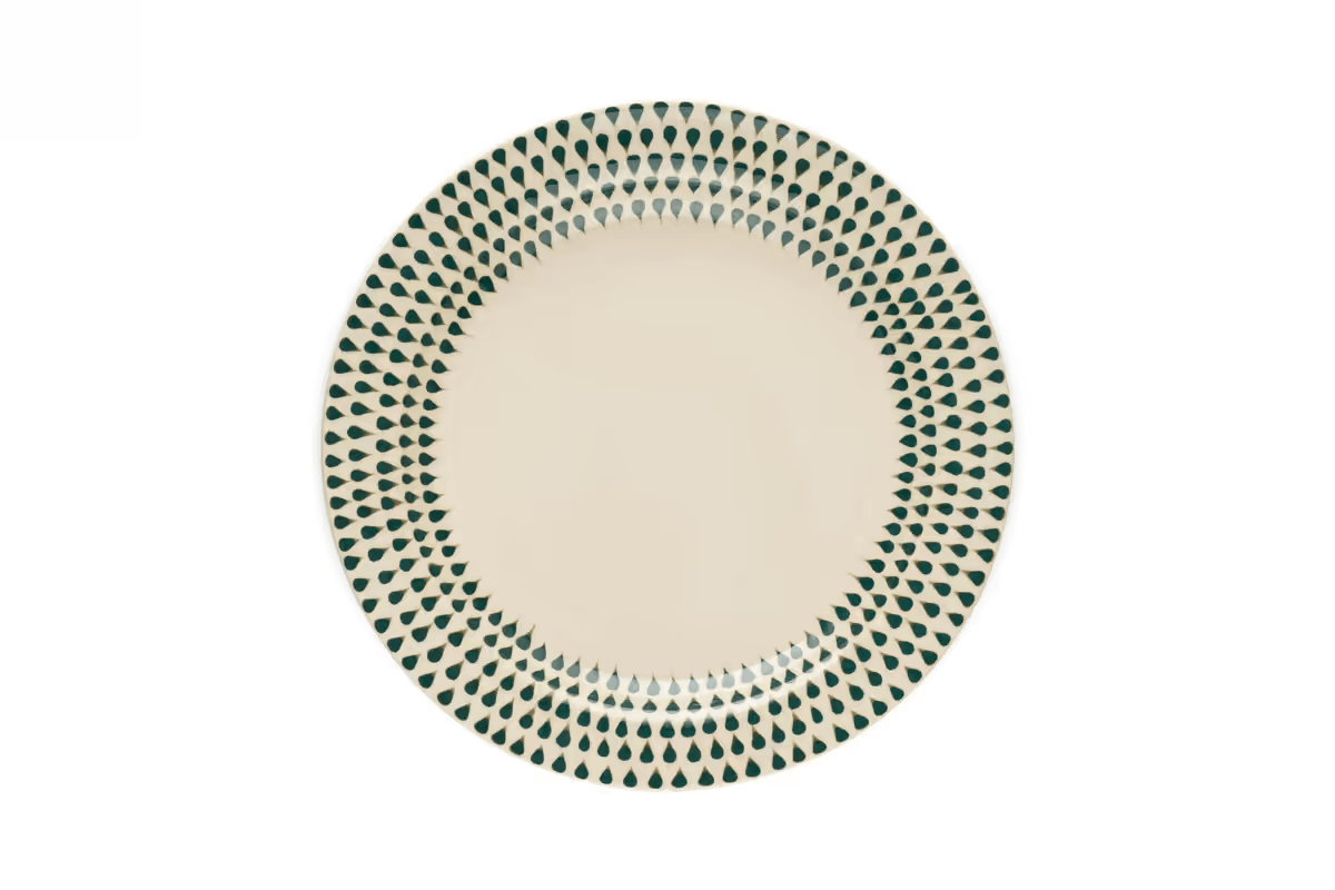 Nkuku - Juniper Drop Dinnerware Set - Cream & Juniper (Set of 12)