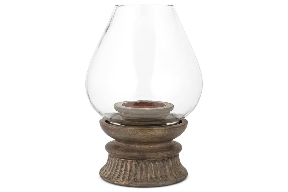 Nkuku - Kawani Mango Wood Lantern - Dark Ash