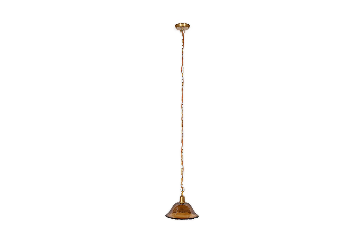 Nkuku - Keju Organic Shape Recycled Glass Pendant Light - Dark Amber