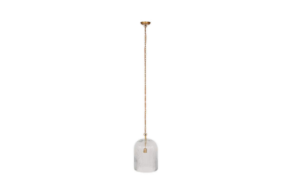 Nkuku - Lumina Fluted Recycled Glass Pendant Light - Clear