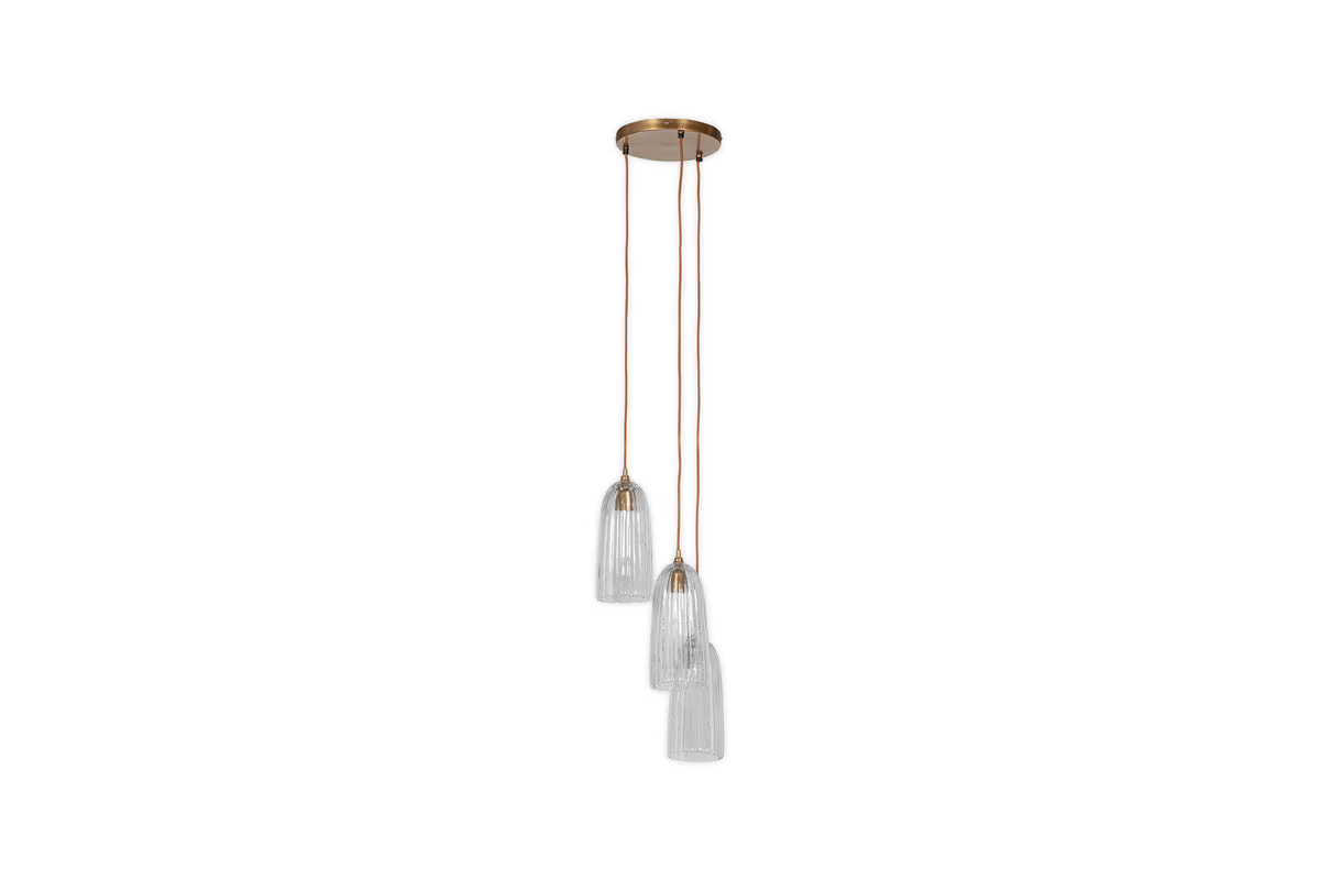 Nkuku - Lumina Fluted Recycled Glass Cluster pendant Light - Clear
