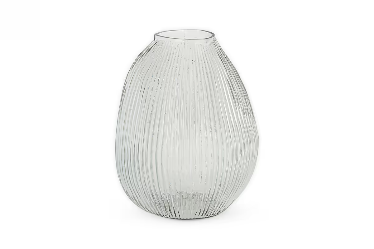 Nkuku - Linsy Ribbed Glass Vase - Clear - Small