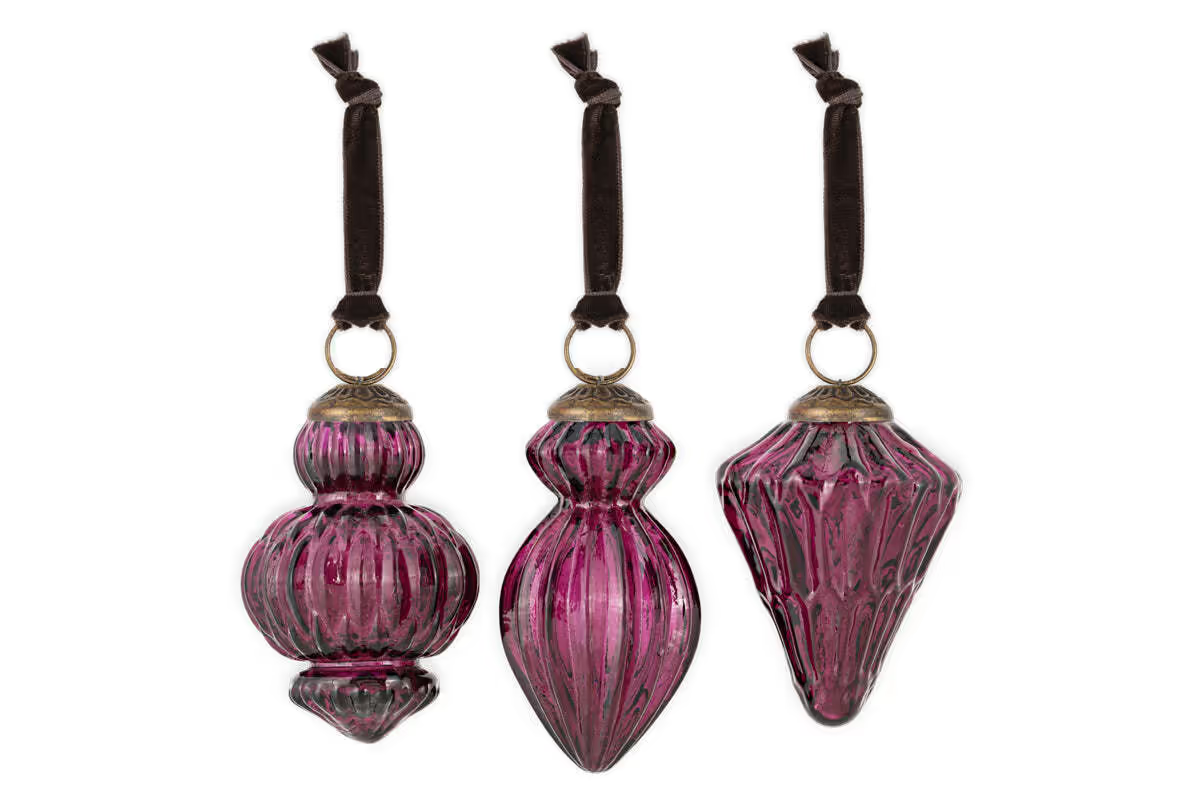 Nkuku - Manipur Baubles - Ruby (Set of 3)