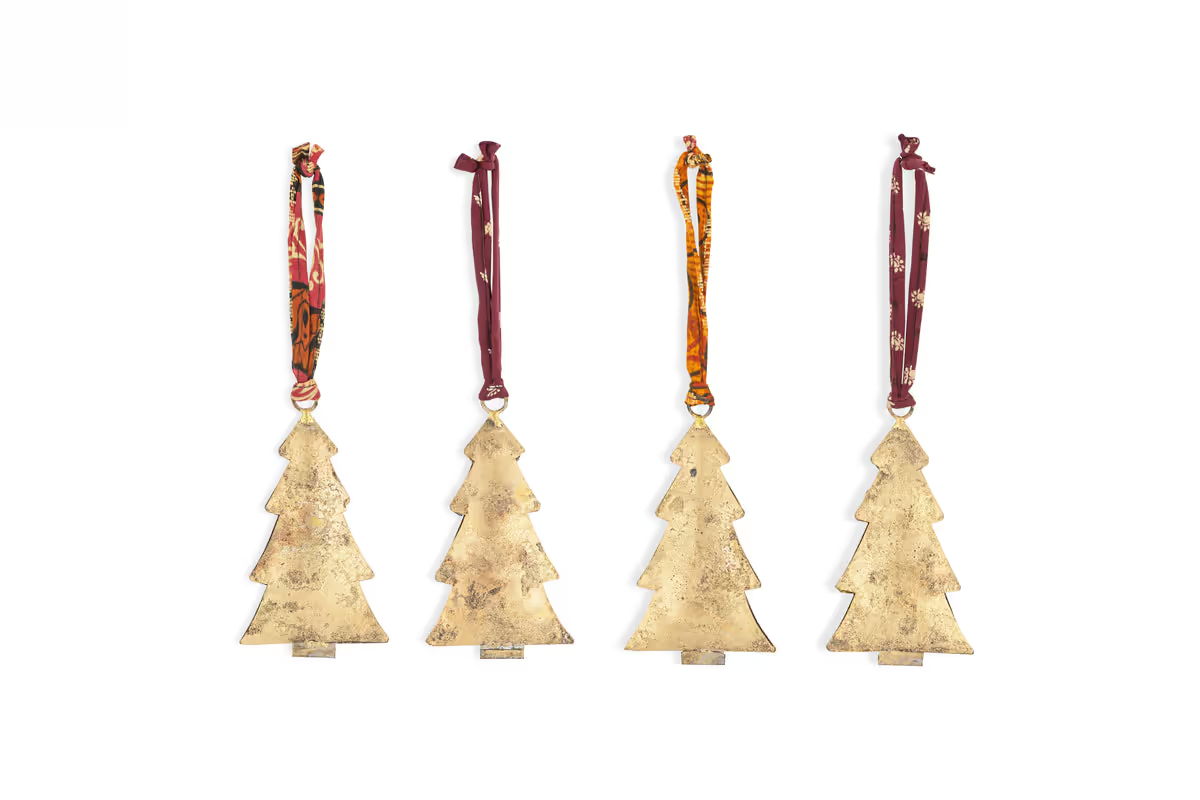 Nkuku - Mishti Tree Baubles - Antique Brass - Large (Set of 4)