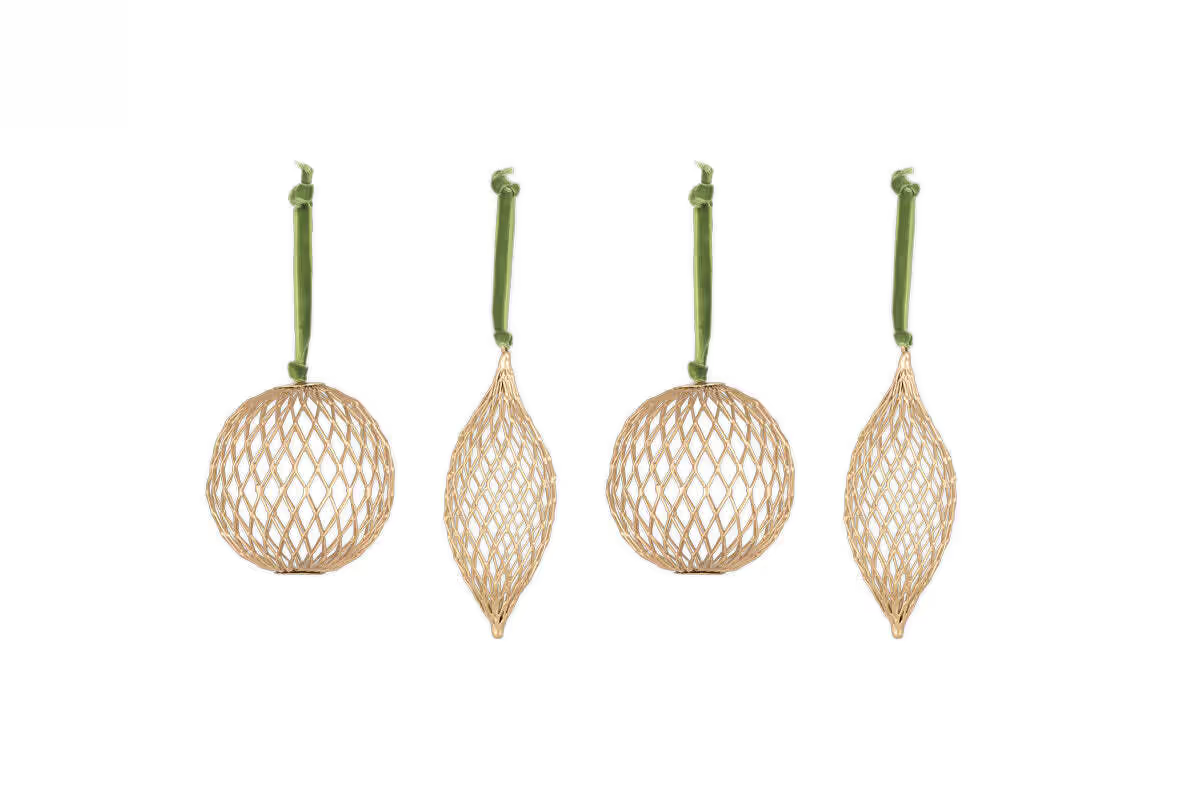 Nkuku - Nirav Wire Baubles - Brass (Set of 4)
