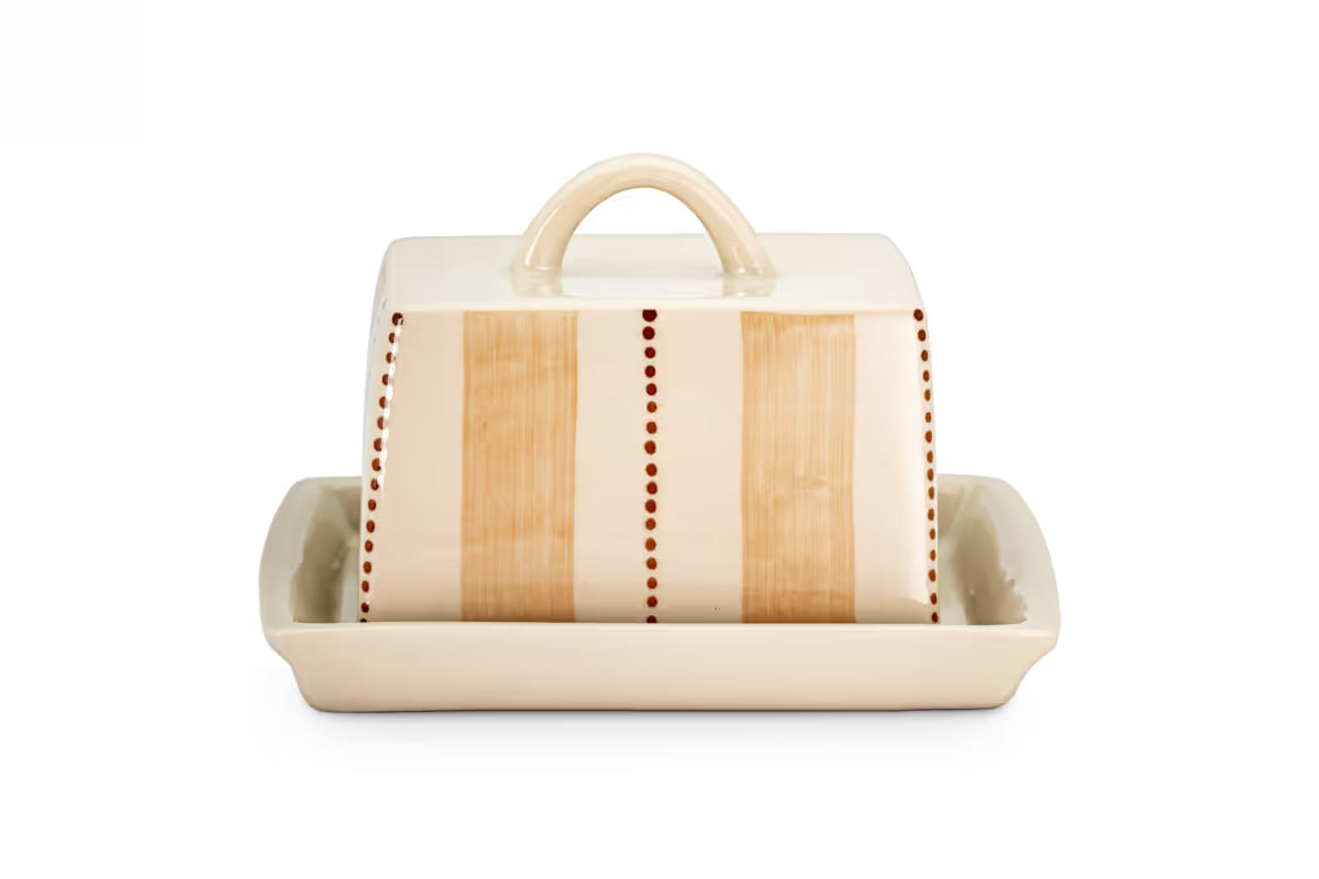 Nkuku - Patthar Butter Dish - Cream & Clay