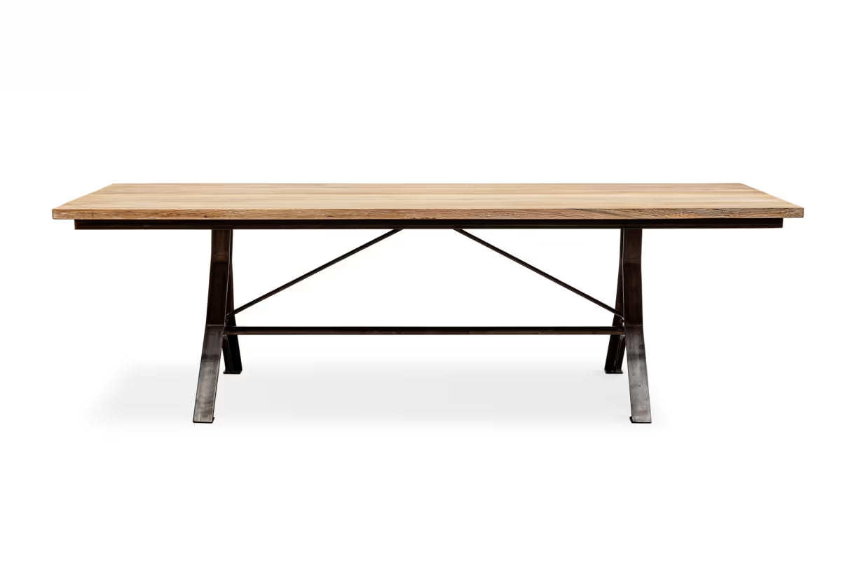 Nkuku - Lopa Iron & Reclaimed Wood Dining Table - Natural - Large Without Seating