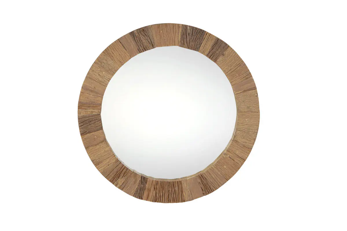 Nkuku - Ibo Reclaimed Wood Round Mirror - Natural - Large