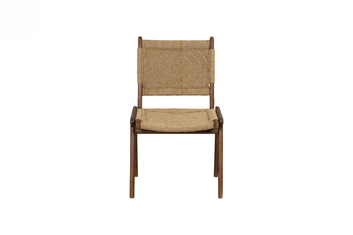 Nkuku - Vinay Jute & Wood Woven Dining Chair - Chocolate Brown