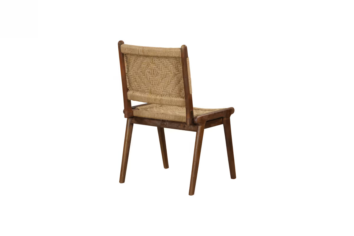 Nkuku - Vinay Jute & Wood Woven Dining Chair - Chocolate Brown
