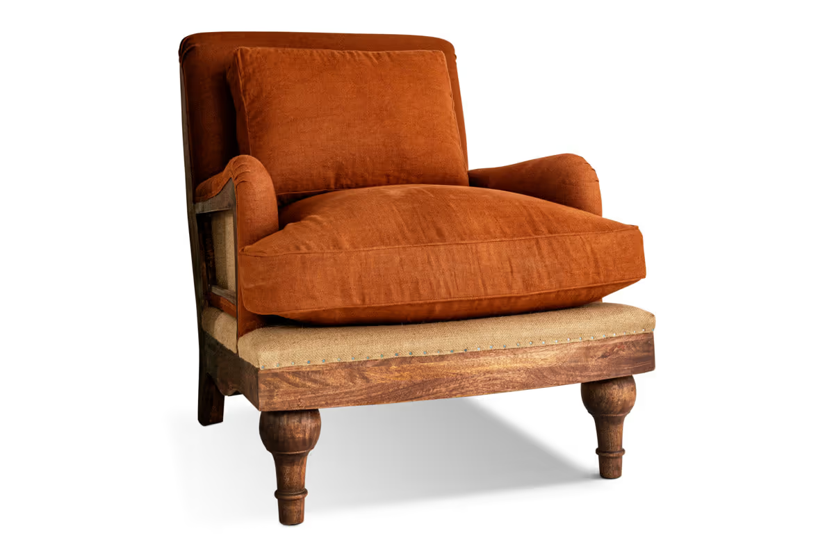 Nkuku - Abe Linen Deconstructed Armchair - Rust
