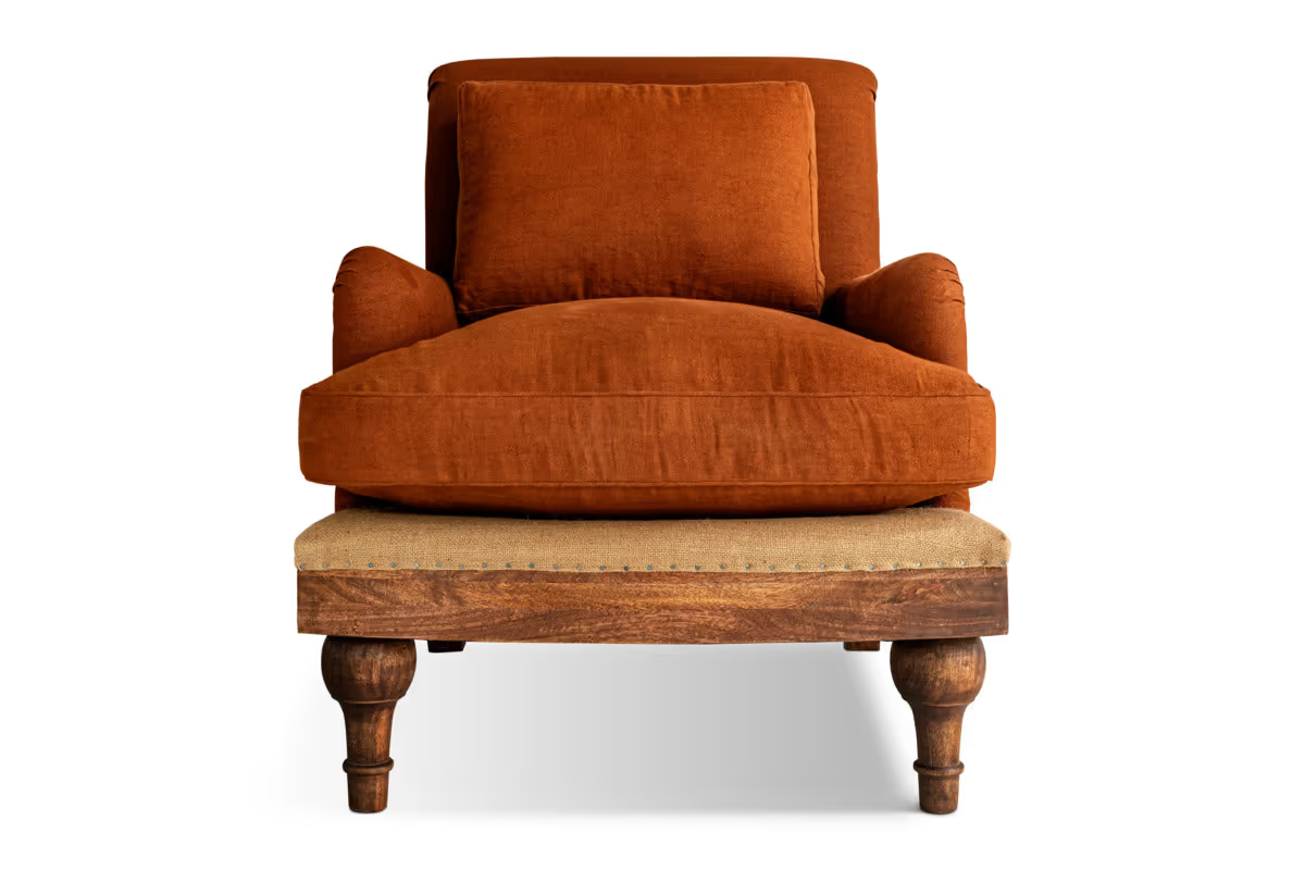Nkuku - Abe Linen Deconstructed Armchair - Rust