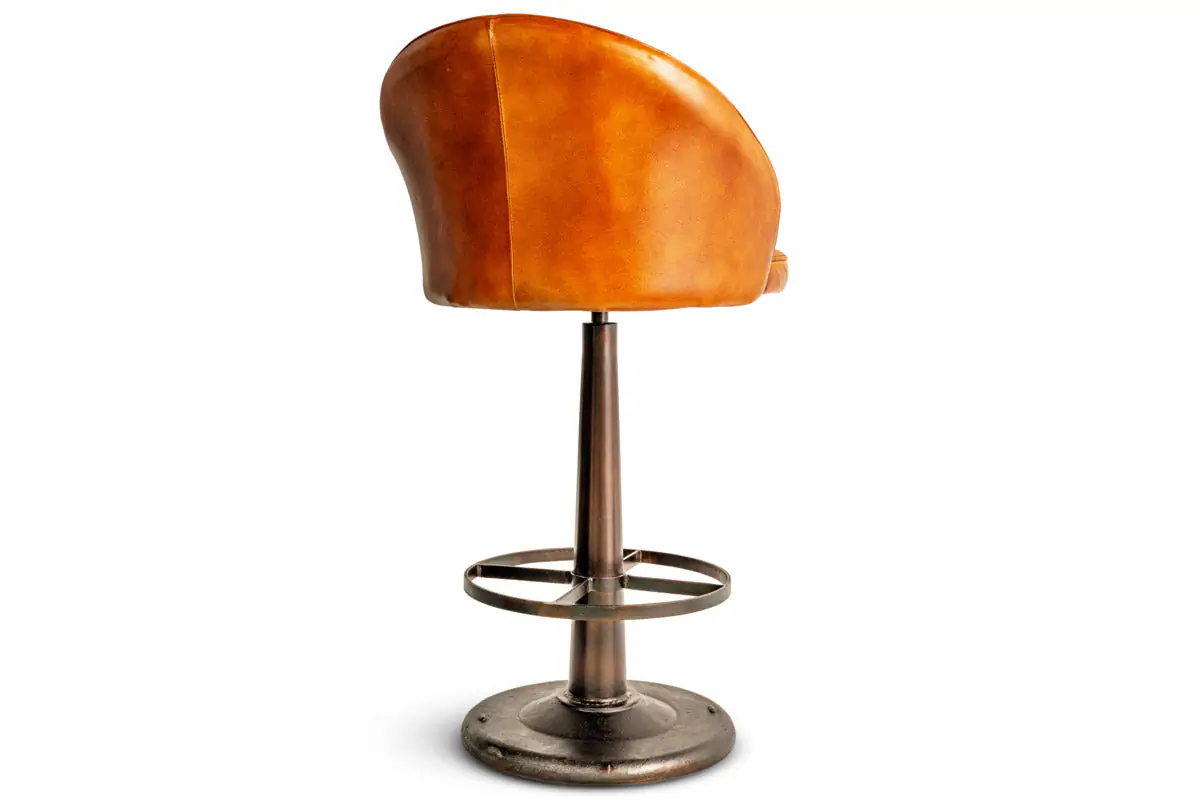 Nkuku - Lal Leather Swivel Counter Chair - Aged Tan