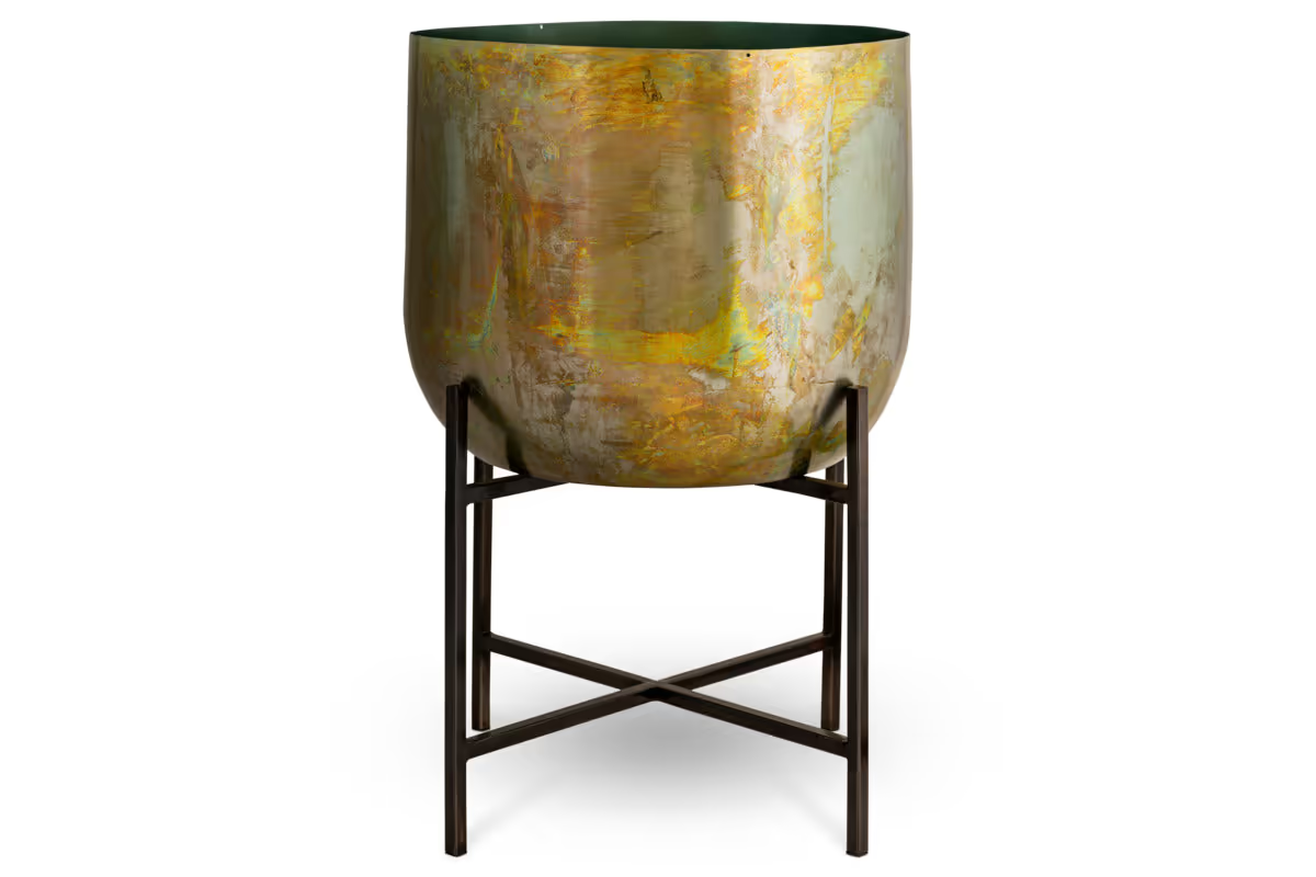Nkuku - Jani Metal Planter - Oxidised Metal