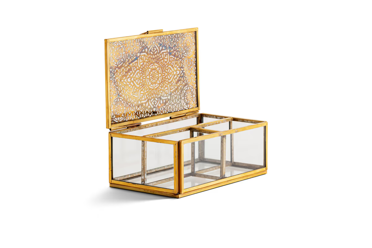 Nkuku - Kijang Jewellery Box - Brass & Clear - Small