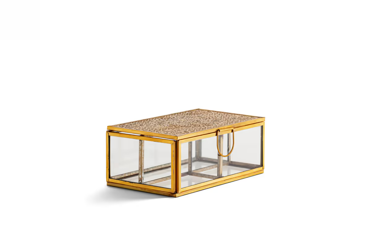 Nkuku - Kijang Jewellery Box - Brass & Clear - Small