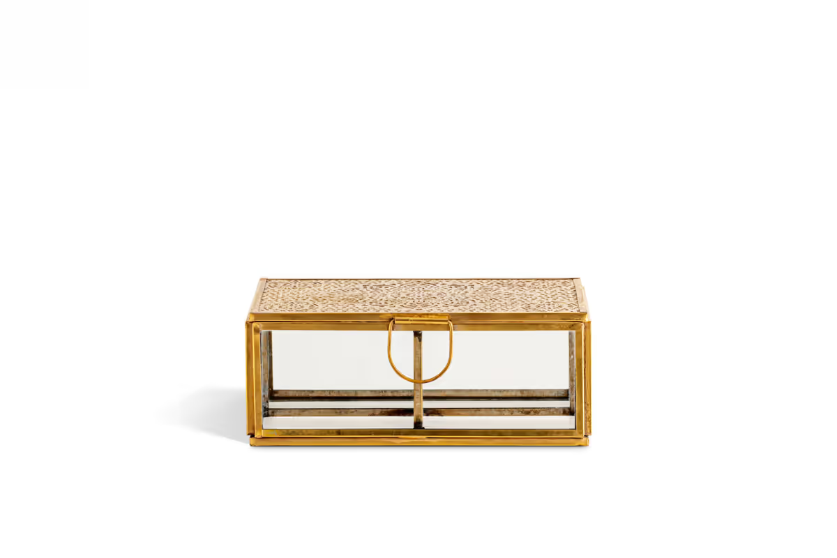 Nkuku - Kijang Jewellery Box - Brass & Clear - Small